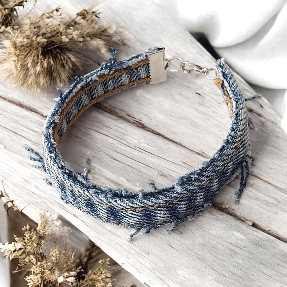 5 For $25💫Trendy Frayed Blue Denim Bracelet
